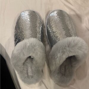 UGG Sparkling Silver Sequin Slippers